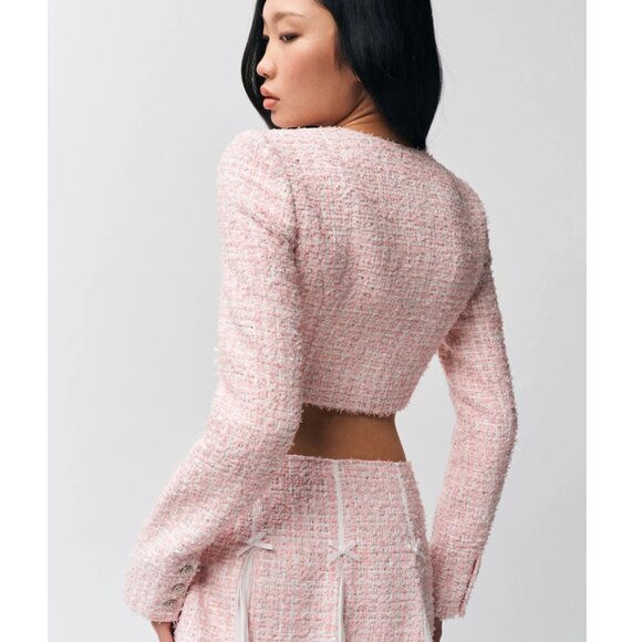 NWT Guizio Colette Jacket, Baby Pink Tweed, S - Picture 5 of 5